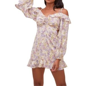 New ASTR The Label Anastasia Floral Print Cut Out Mini Dress Size Medium